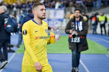 Kiev, Ukrayna - 14 Mart 2019: Avrupa Birliği Avrupa Ligi'nde Mateo Kovacic