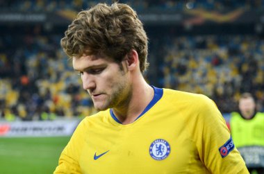 Kiev, Ukrayna - 14 Mart 2019: Avrupa Birliği Avrupa Ligi'nde Marcos Alonso