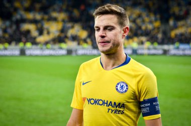 Kiev, Ukrayna - 14 Mart 2019: Uef sırasında Cesar Azpilicueta