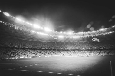 Kiev, Ukrayna - 29 Kasım 2018: Gece futbol stadyumu kapandı 