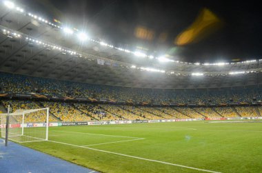 Kiev, Ukrayna - 29 Kasım 2018: Gece futbol stadyumu kapandı 