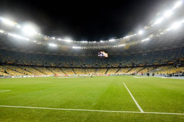 Kiev, Ukrayna - 29 Kasım 2018: Gece futbol stadyumu kapandı 