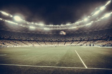 Kiev, Ukrayna - 29 Kasım 2018: Gece futbol stadyumu kapandı 