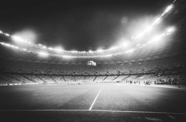 Kiev, Ukrayna - 29 Kasım 2018: Gece futbol stadyumu kapandı 