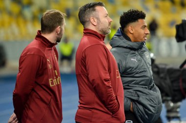 Kiev, Ukrayna - 29 Kasım 2018: Uef sırasında futbol antrenörü