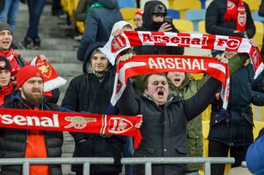 Kiev, Ukrayna - 29 Kasım 2018: Fc Arsenal'in taraftarları ve ultraları