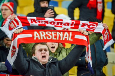 Kiev, Ukrayna - 29 Kasım 2018: Fc Arsenal'in taraftarları ve ultraları