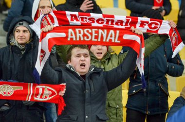 Kiev, Ukrayna - 29 Kasım 2018: Fc Arsenal'in taraftarları ve ultraları