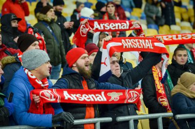 Kiev, Ukrayna - 29 Kasım 2018: Fc Arsenal'in taraftarları ve ultraları