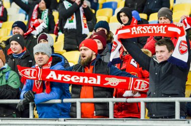 Kiev, Ukrayna - 29 Kasım 2018: Fc Arsenal'in taraftarları ve ultraları