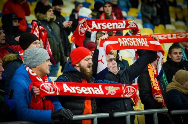 Kiev, Ukrayna - 29 Kasım 2018: Fc Arsenal'in taraftarları ve ultraları