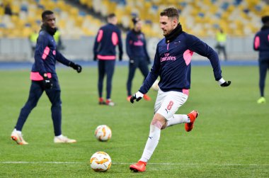 Kiev, Ukrayna - 29 Kasım 2018: Aaron Ramsey Uefa sırasında 