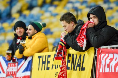 Kiev, Ukrayna - 29 Kasım 2018: Fc Arsenal'in taraftarları ve ultraları