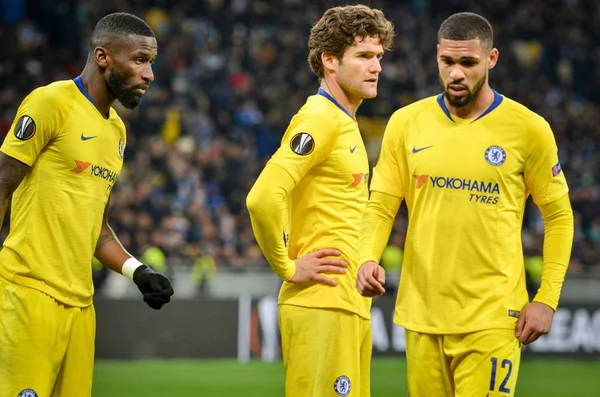 Kiev, Ukrayna - 14 Mart 2019: Marcos Alonso ve Antonio Rudige