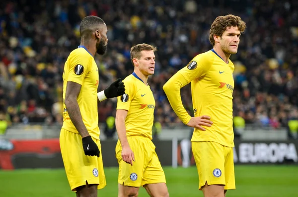 Kiev, Ukrayna - 14 Mart 2019: Marcos Alonso ve Antonio Rudige