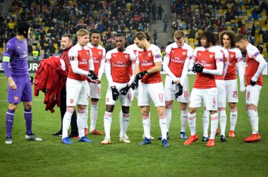 Kiev, Ukrayna - 29 Kasım 2018: Fc Arsenal (İngiltere) takım gro