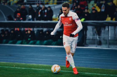 Kiev, Ukrayna - 29 Kasım 2018: Aaron Ramsey Uefa sırasında 