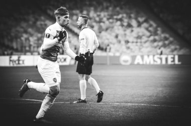 Kiev, Ukrayna - 29 Kasım 2018: Emile Smith Rowe gitmek kutlamak