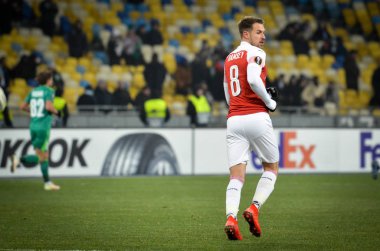 Kiev, Ukrayna - 29 Kasım 2018: Aaron Ramsey Uefa sırasında 
