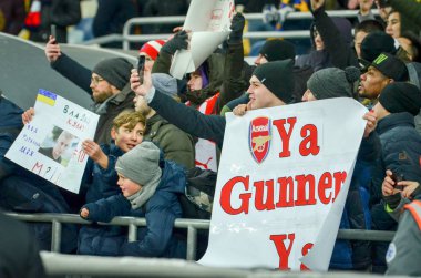 Kiev, Ukrayna - 29 Kasım 2018: Fc Arsenal'in taraftarları ve ultraları