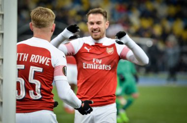Kiev, Ukrayna - 29 Kasım 2018: Emile Smith Rowe gitmek kutlamak