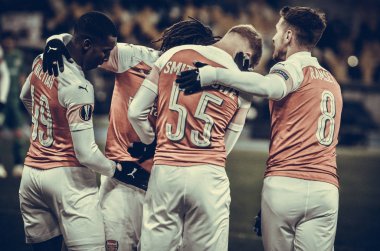 Kiev, Ukrayna - 29 Kasım 2018: Fc Arsenal Futbolcuları c