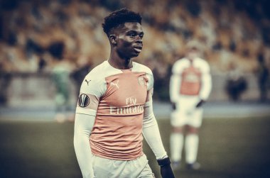 Kiev, Ukrayna - 29 Kasım 2018: Bukayo Saka Uefa E sırasında