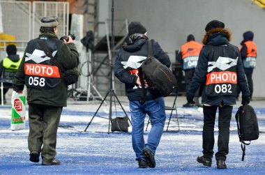 Kiev, Ukrayna - 29 Kasım 2018: Fotoğraf muhabirleri