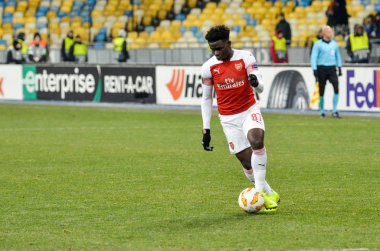 Kiev, Ukrayna - 29 Kasım 2018: Bukayo Saka Uefa E sırasında
