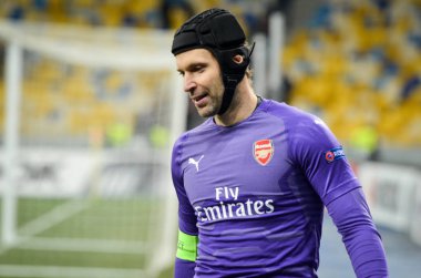 Kiev, Ukrayna - 29 Kasım 2018: Petr Cech hayranlarıiçin teşekkür