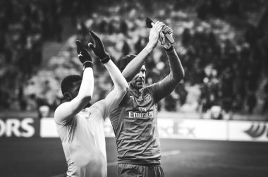 Kiev, Ukrayna - 29 Kasım 2018: Fc Arsenal'den Petr Cech teşekkür
