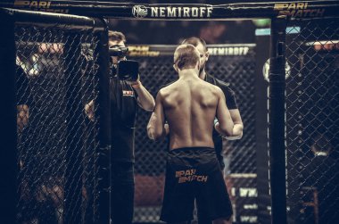 Kiev, Ukrayna - 02 Mart 2019: Bogdan Kudelya mma savaşçıları ente