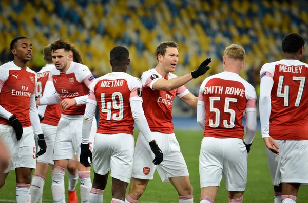 KIEV, UKRAINE - 29 de novembro de 2018: Jogadores de futebol do Arsenal FC c — Fotografia de Stock