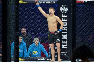 Kiev, Ukrayna - 02 Mart 2019: Bogdan Kudelya mma savaşçıları ente