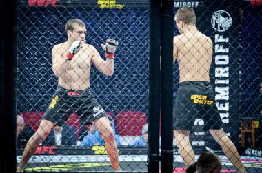 Kiev, Ukrayna - 02 Mart 2019: Bogdan Kudelya mma savaşçıları figh
