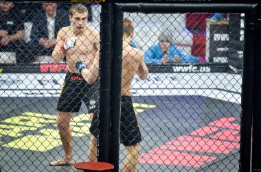 Kiev, Ukrayna - 02 Mart 2019: Bogdan Kudelya mma savaşçıları figh