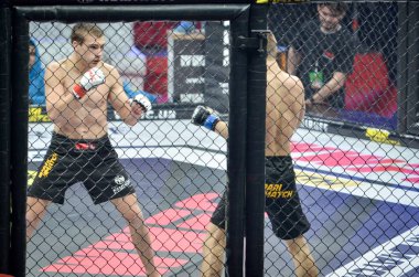 Kiev, Ukrayna - 02 Mart 2019: Bogdan Kudelya mma savaşçıları figh