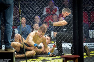 Kiev, Ukrayna - 02 Mart 2019: Bogdan Kudelya mma savaşçıları figh