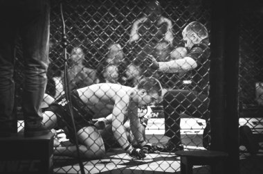 Kiev, Ukrayna - 02 Mart 2019: Bogdan Kudelya mma savaşçıları figh