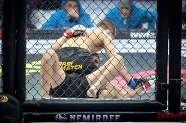 Kiev, Ukrayna - 02 Mart 2019: Bogdan Kudelya mma savaşçıları figh