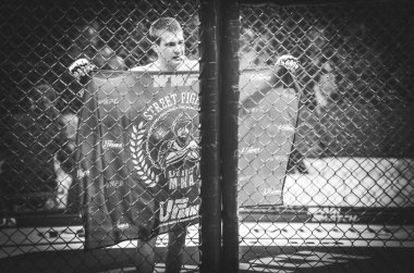 Kiev, Ukrayna - 02 Mart 2019: Bogdan Kudelya savaşçıları Sırasında W