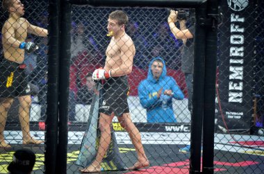 Kiev, Ukrayna - 02 Mart 2019: Bogdan Kudelya savaşçıları Sırasında W