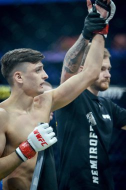 Kiev, Ukrayna - 02 Mart 2019: Artem Misak mma savaşçıları kazanmak