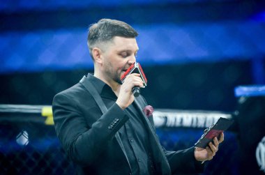 Kiev, Ukrayna - 02 Mart 2019: Wwfc 14 sırasında Ring ev sahibi akşam