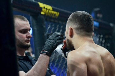 Kiev, Ukrayna - 02 Mart 2019: Grozdev Nikolay mma savaşçıları ent