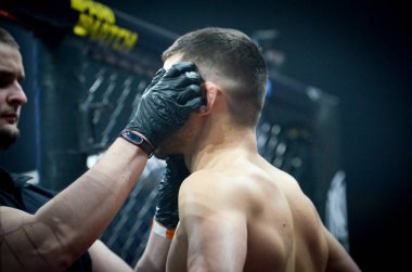 Kiev, Ukrayna - 02 Mart 2019: Grozdev Nikolay mma savaşçıları ent