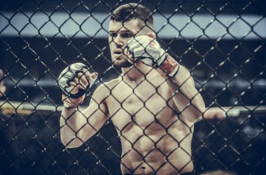 Kiev, Ukrayna - 02 Mart 2019: Grozdev Nikolay mma savaşçıları üzerinde 