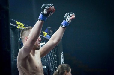 Kiev, Ukrayna - 02 Mart 2019: Lazarevich Eduard mma fighters e