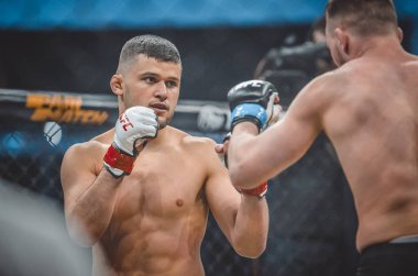 Kiev, Ukrayna - 02 Mart 2019: Lazarevich Eduard mma savaşçıları 