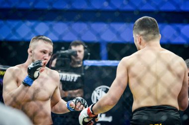Kiev, Ukrayna - 02 Mart 2019: Lazarevich Eduard mma savaşçıları 